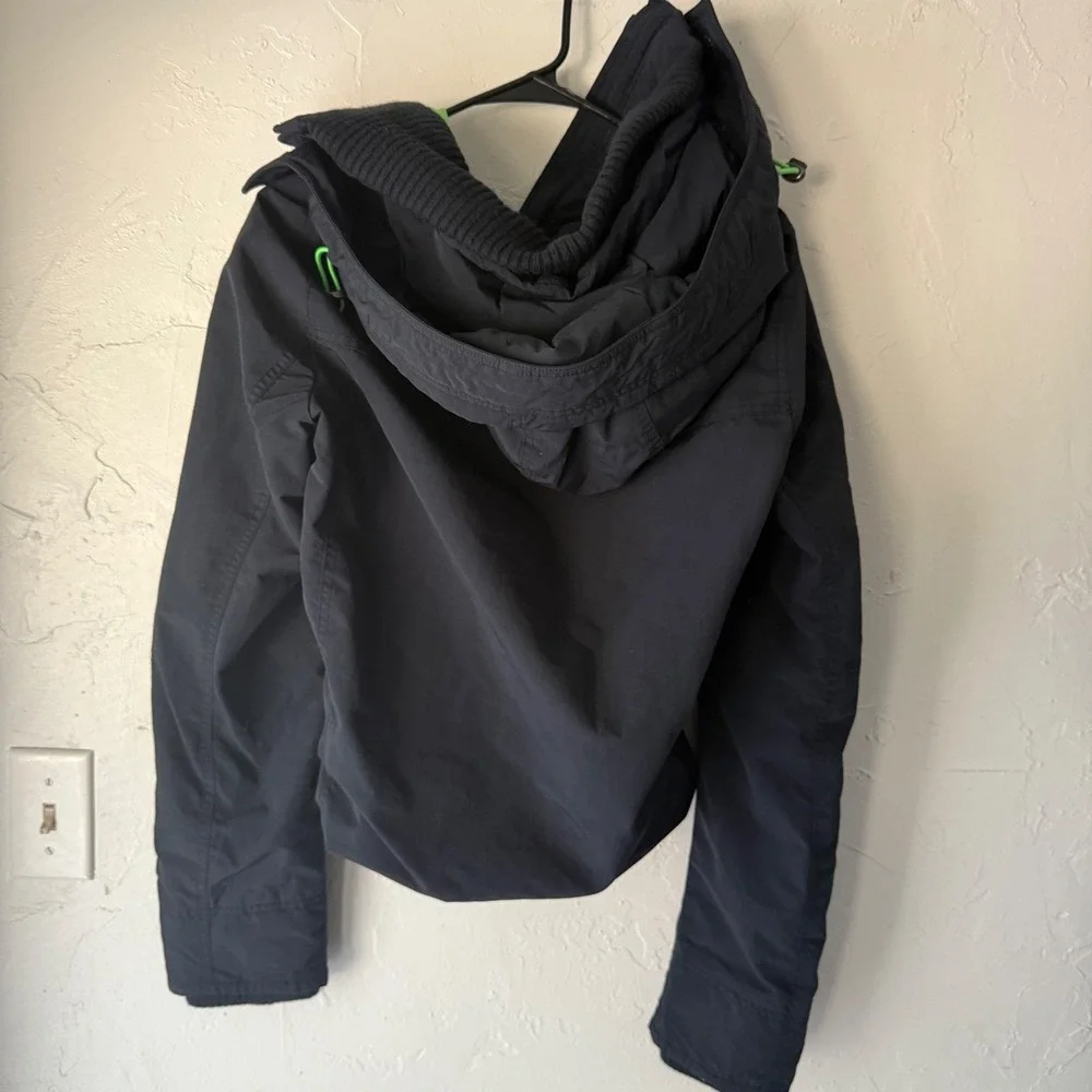 Abercrombie &‎ Fitch Kids Boys Rain Winter Jacket Hooded Zip Lightweight Blue M